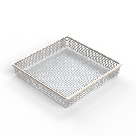 Anysizebasket Light Duty Basket: 6Lx6Wx1H, 304 SS, No Handles, Mesh: 4 x .032 FLB-060060010-N04S